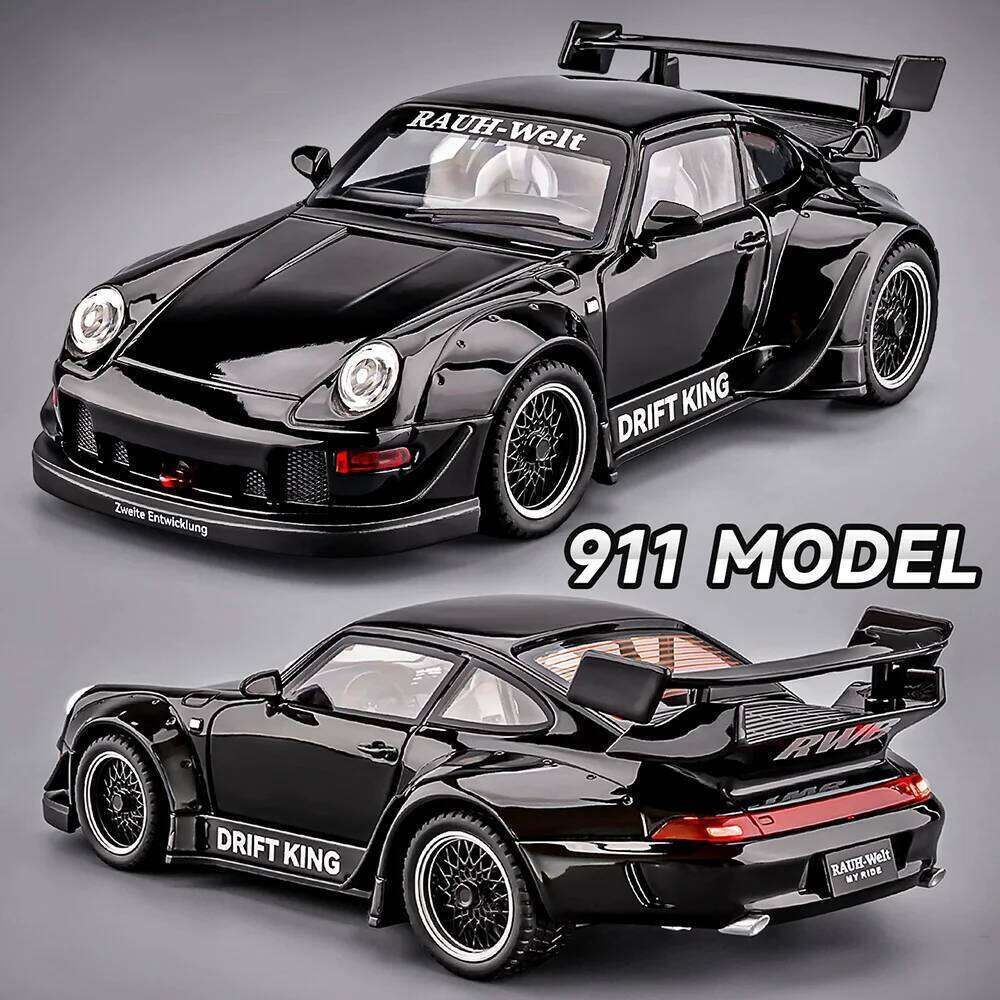 1:22 RWB 993 NA1 Miniature Sports Car Models Diecast Alloy Toys Doors Opened Sound Light Pull Back Vehices Collectible Ornaments Z260307