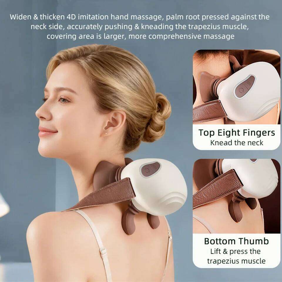 4D Bionic Hand Kneading Shoulder Massager Portable Trapezius Muscle Pinching Massage Shawl Brushless Motor Neck masajeador 26Y0307