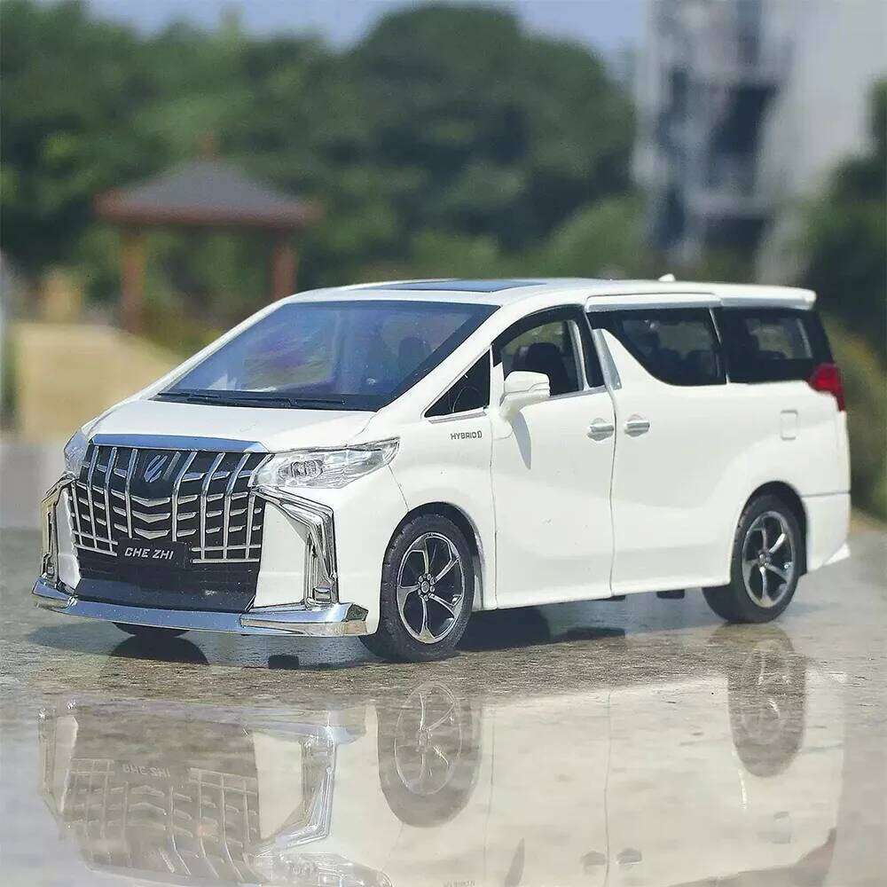 1:32 Alphard Coaster Miniature Model Toys Diecast Alloy Car Doors Opened Sound Light Pull Back Trendy Ornaments for Friend Gifts Z260306
