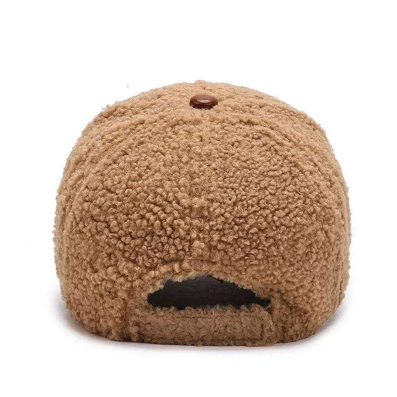 Female Autumn Winter Letter Embroidered Lamb Wool Baseball Cap Outdoor Leisure Teddy Warm And Cold Proof Duck Tongue Hat Y260304