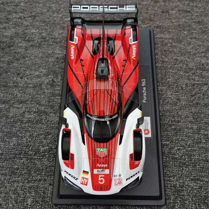 Bburago 1:24 Porsche 963 Alloy Car Model Supercar Die Cast Vehicles Toy Diecast Voiture Gift Collection Z260306