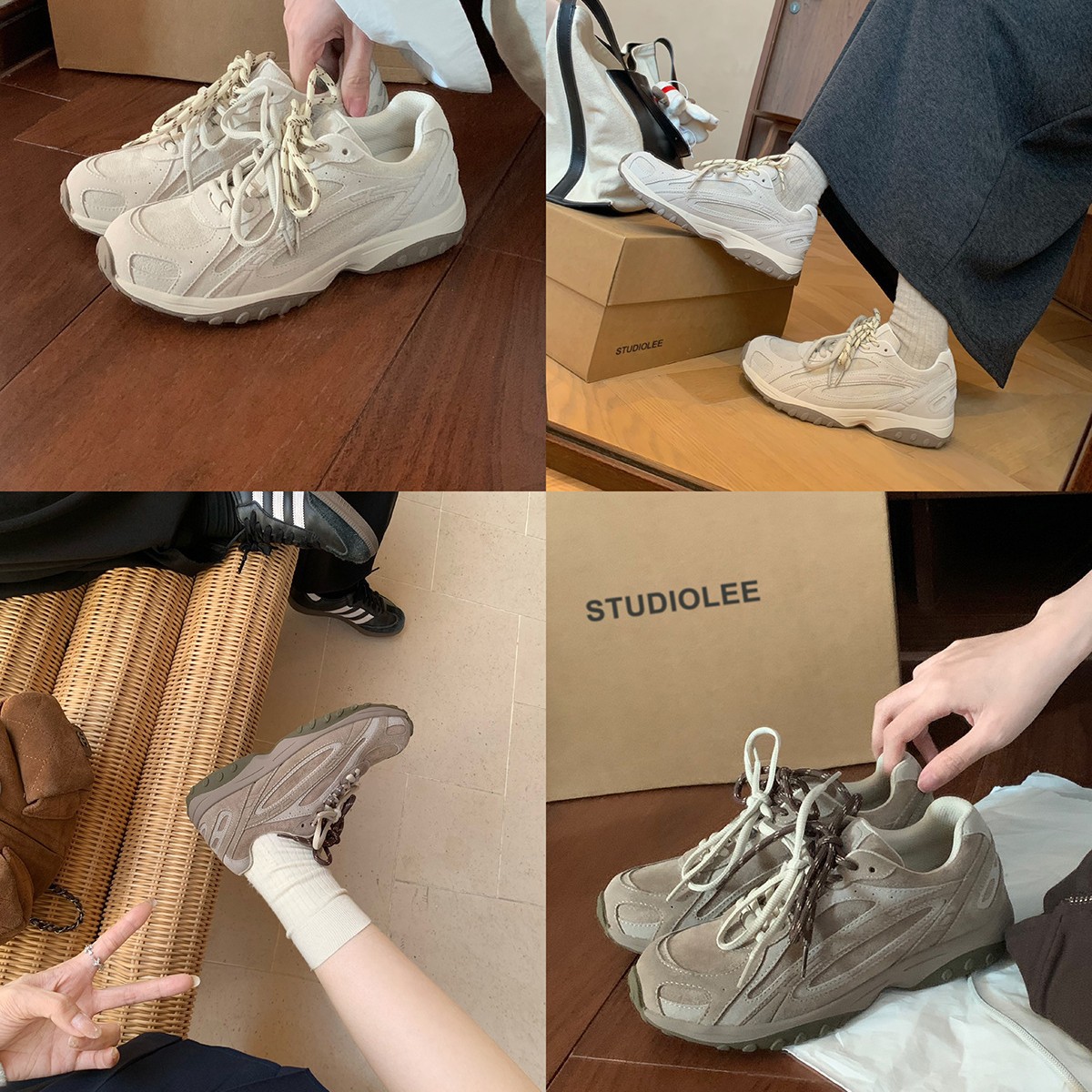 Free Shipping 2026 Premium Retro Mesh & Suede Trainers, Y2K Style Casual Sneakers with Contrast Laces & Chunky Sole 35-40