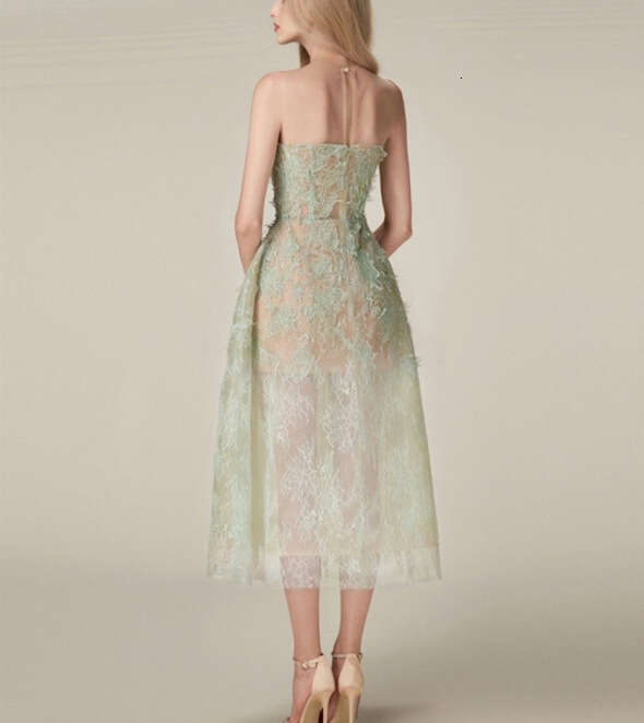 2026 niche designer fashion brand princess fairy style lace a3 mesh waistband fluffy ball dress