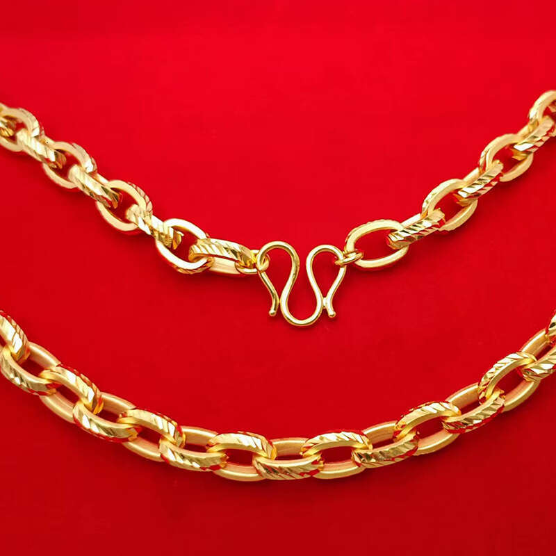 Luxury Men's Necklace Premium Diamond Surface Carved Design Long-lasting Brass Gold-plated Jewelry Domineering Imitation Gold 12mm