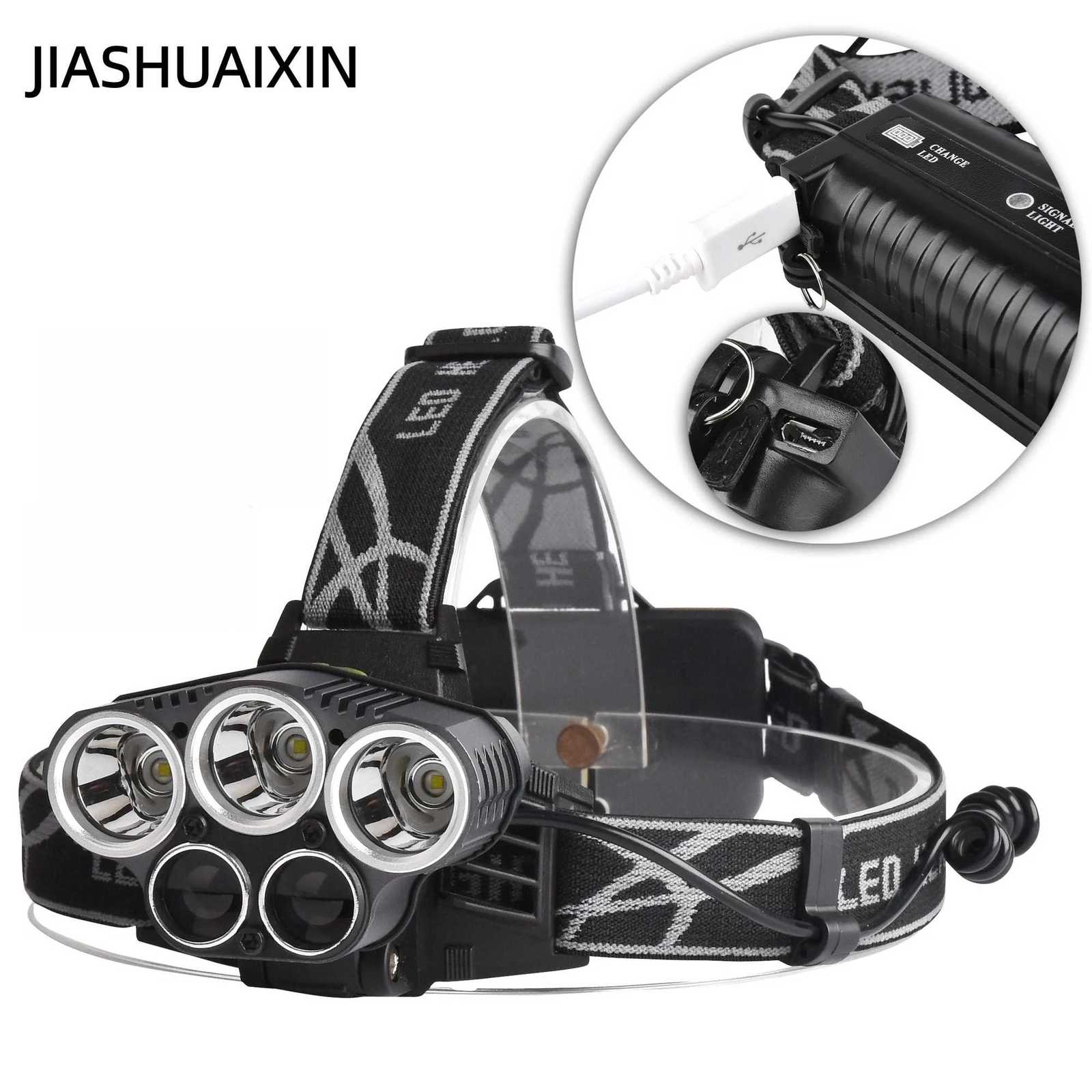 JIASHUAIXIN XPECOB Headlamp Type-C Charging Lightweight Headlamp 5LED Inductive Headlamp Red Light Inductive Headlamp H260307