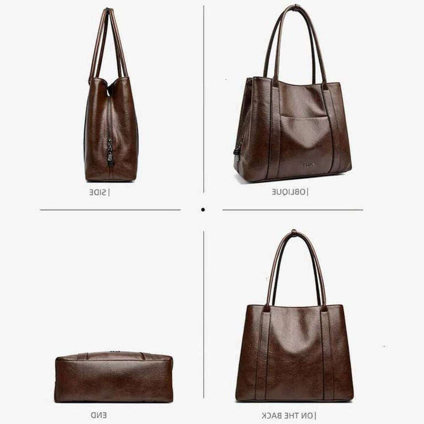 TAURUSCIAGA Large-Capacity Ladies' Genuine Leather Textured Tote Simple Commuting Single-Shoulder Bag, Retro Women's Bag Noble Temperament B