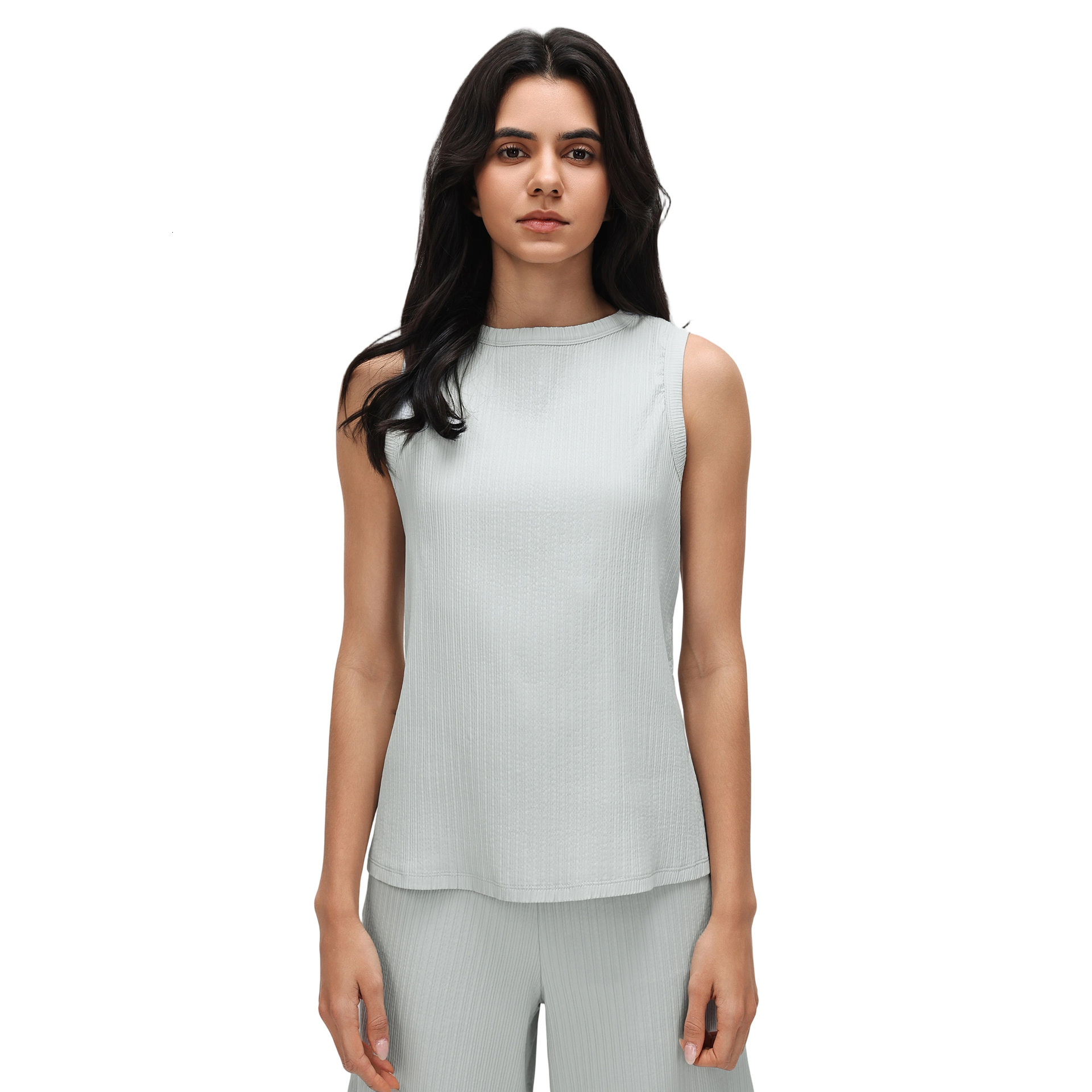 Simple Round Neck Sleeveless Vest for Women, Slim Fit Tank Top, Comfortable and Breathable Sports Fitness Wear D26020