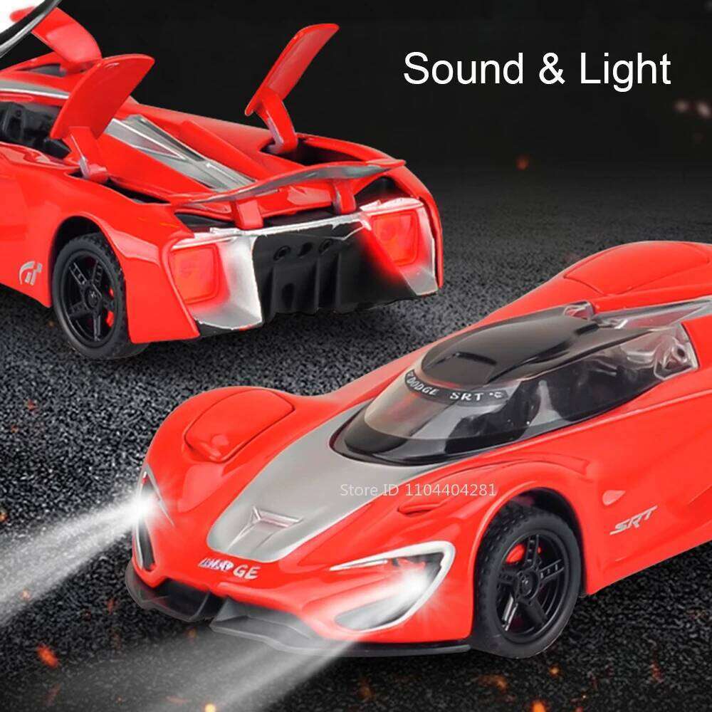 1:32 SRT Tomahawk XVGT Alloy Hellcat Diecast Model Toy Car Sound Light Pull Back Doors Opened Sports Cars Collect Ornaments Gift Z260306