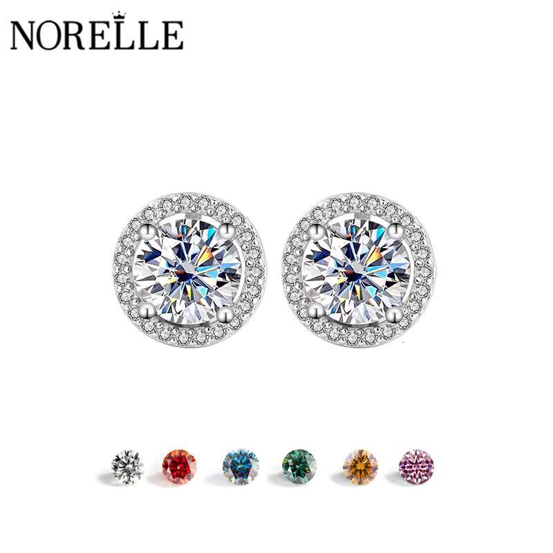 Factory Wholesale Luxury Vintage Circle 1Ct Moissanite Stud Earrings for Women Gifts Platinum Plated 925 Sterling Silver Earring