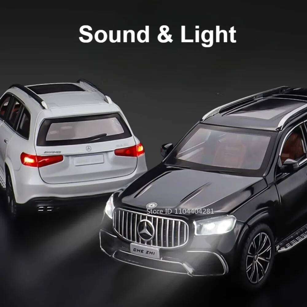 1:24 GLS63 GLE350 Model Alloy Diecast Toys Car 6 Doors Opened Sound Light Pull Back Miniature Vehices for Boys Birthday Presents Z260307