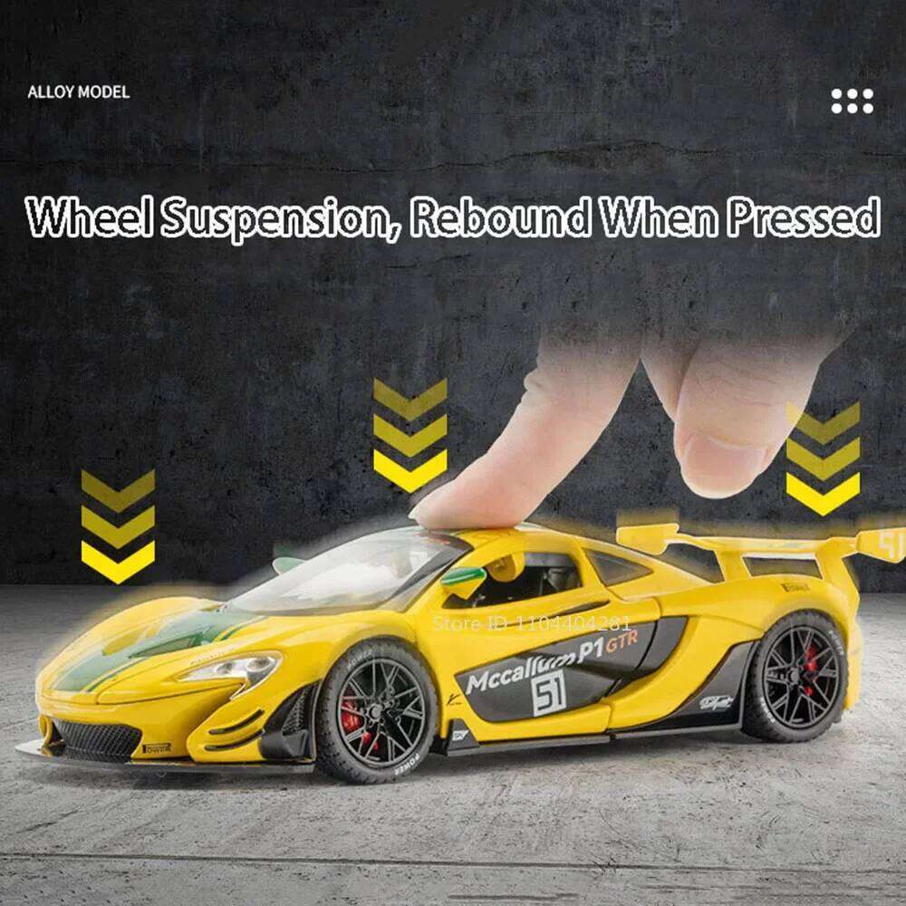 1:22 P1 GTR Model Toy Diecast Alloy Cars Doors Opened Front Wheel Steering Sound Light Pull Back Sports Car Kid Birthday Present Z260307