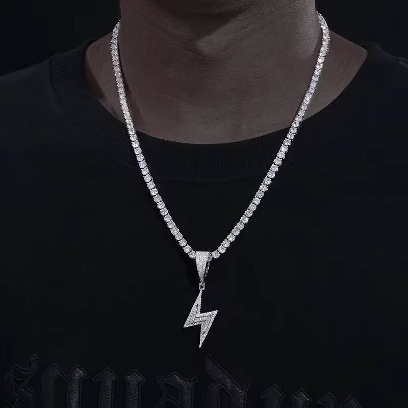 D Color Moissanite Diamond Pendant Necklace Gold Plated 925 Sterling Silver for Men Women with Hip Hop Style