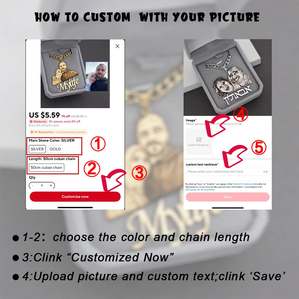 Custom Picture Nameplate Pendant Custom Po Necklace Engraved Portrait Necklace Christmas Gift for s Jewelry Family Gifts 260302