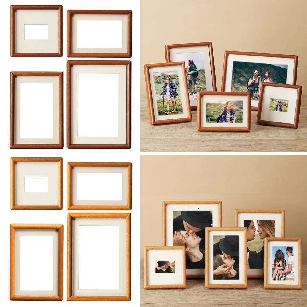 Fashion 6/7/8 Inch Black Walnut Simple Real Wooden Picture Handmade Mortise Tenon Photo Frame H260306