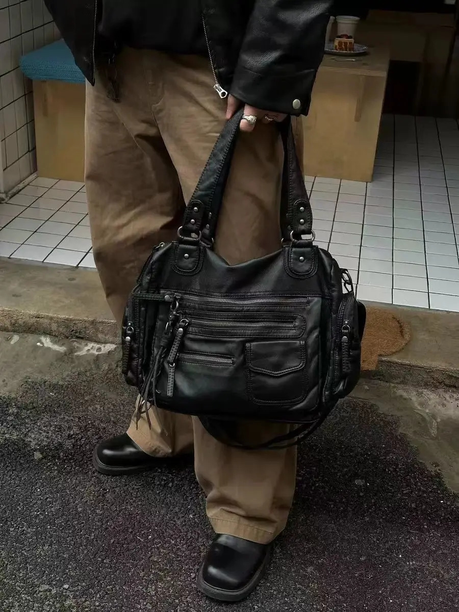 JIAERDI Vintage Black Shoulder Bags Purse Women High Street Pocket Chic Y2k Handbag Female Harajuku Casual Crossbody Bags 260303