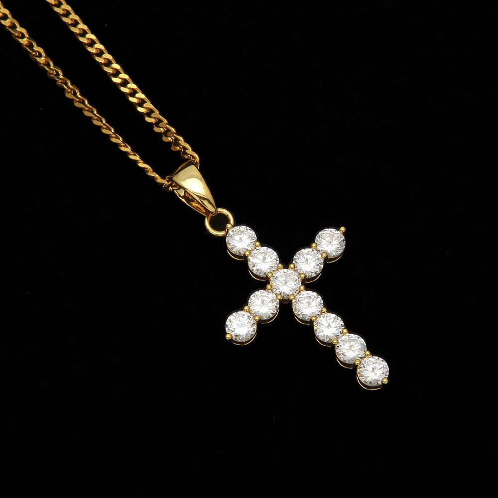 European and American high-quality men's accessories, micro-inlaid AAA zircon cross pendant, hip-hop Cuban chain wholesale
