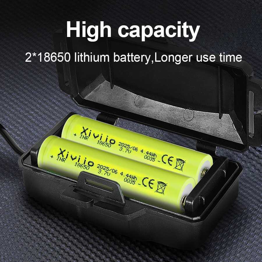 2025 New Ultra Bright Headlamp Rechargeable Head Flashlight High Power Head Torch Waterproof IR Sensor Head Lantern for Camping H260307