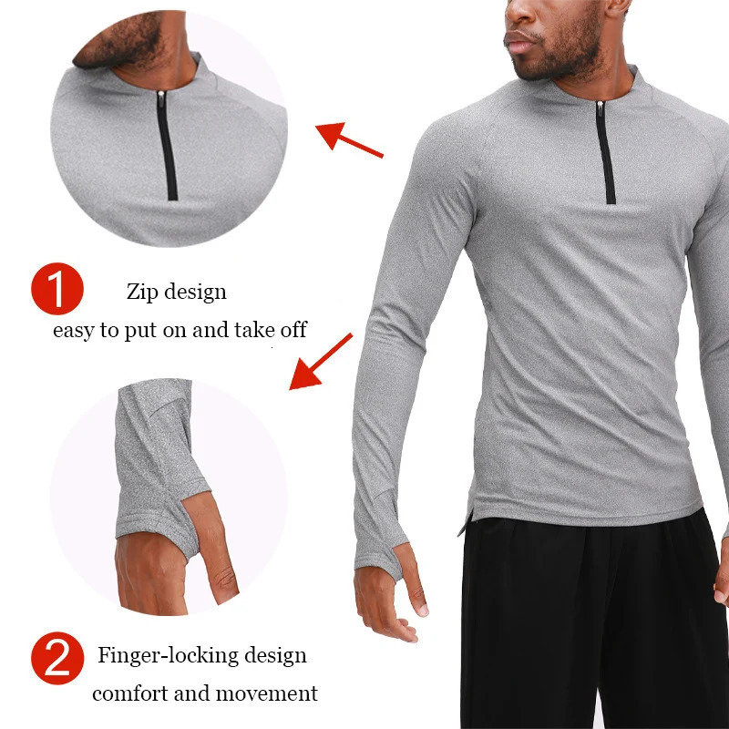 Mens Long Sleeve Fitness TShirt Quick Dry Breathable Sportswear Outdoor Running Basketball Elastic Sports Slim Tops Clothes 260302