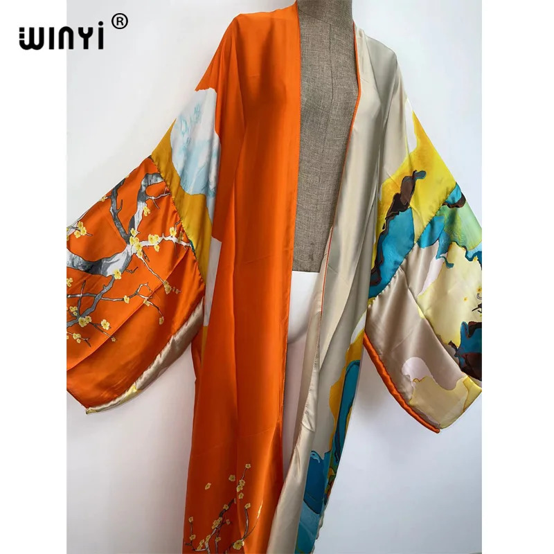 Kimonos verano Women sukienka Print Long Sleeve Cardigan Female Blouse Loose Casual beach Cover Up boho dress party kaftan 260228