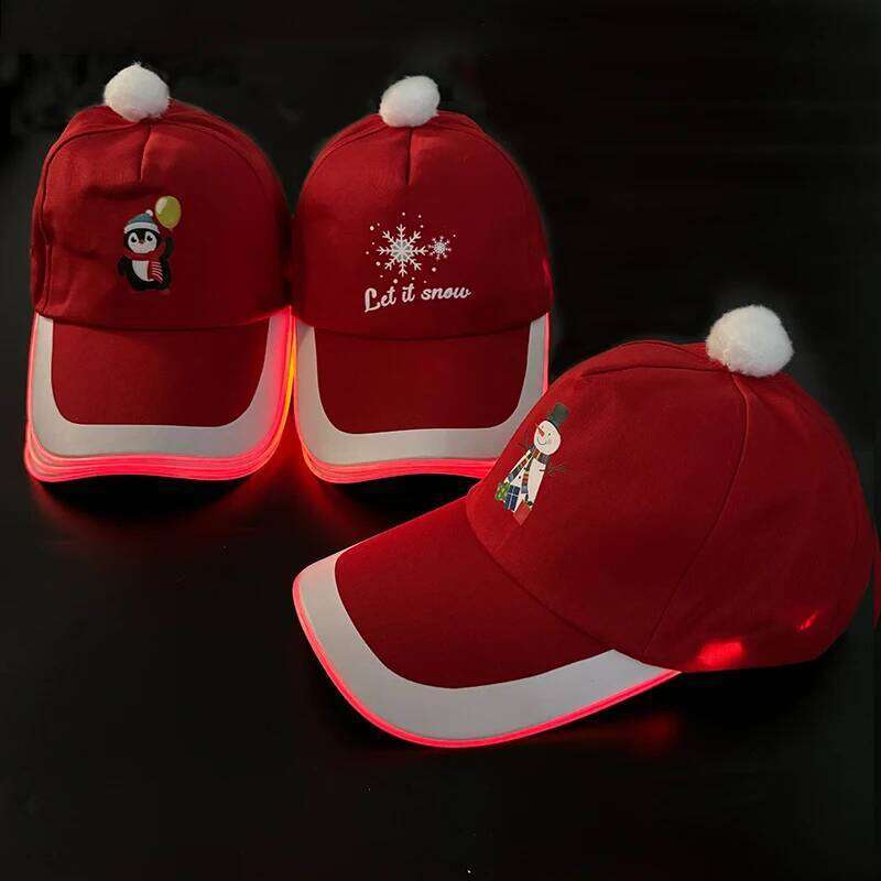LED Light up Baseball Flashing Glow Rave Party Red Cap Sun Hat Christmas Costume Supplies Festival Gift Y260304