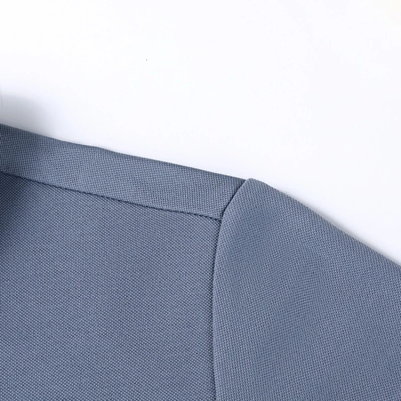 Mens Wool Blend Long Sleeve Polo - Light Blue White/Black/Olive Green Wool Mulberry Silk Breathable Comfort Fit 260305