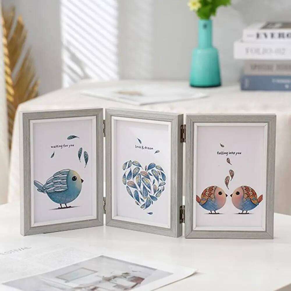 Creative Foldable Hinge Photo Wooden Rectangular Desktop Album Set 2/3/4/5 Linked 6/7/8 Inches Combination Folding Frame H260306
