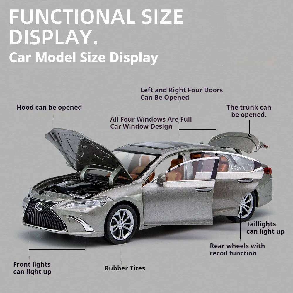 1:24 ES300 ES300H Diecast Models Toys Alloy Cars with Light Music Rear Wheel Pull Back Doors Opened Vehices Home Decor Ornaments Z260306