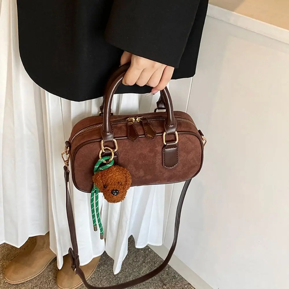 Fashion PU Leather PU Bowling Bag Handbag Solid Color Small Square Bag Large Capacity Korean Style Shoulder Bag Shopping 260306