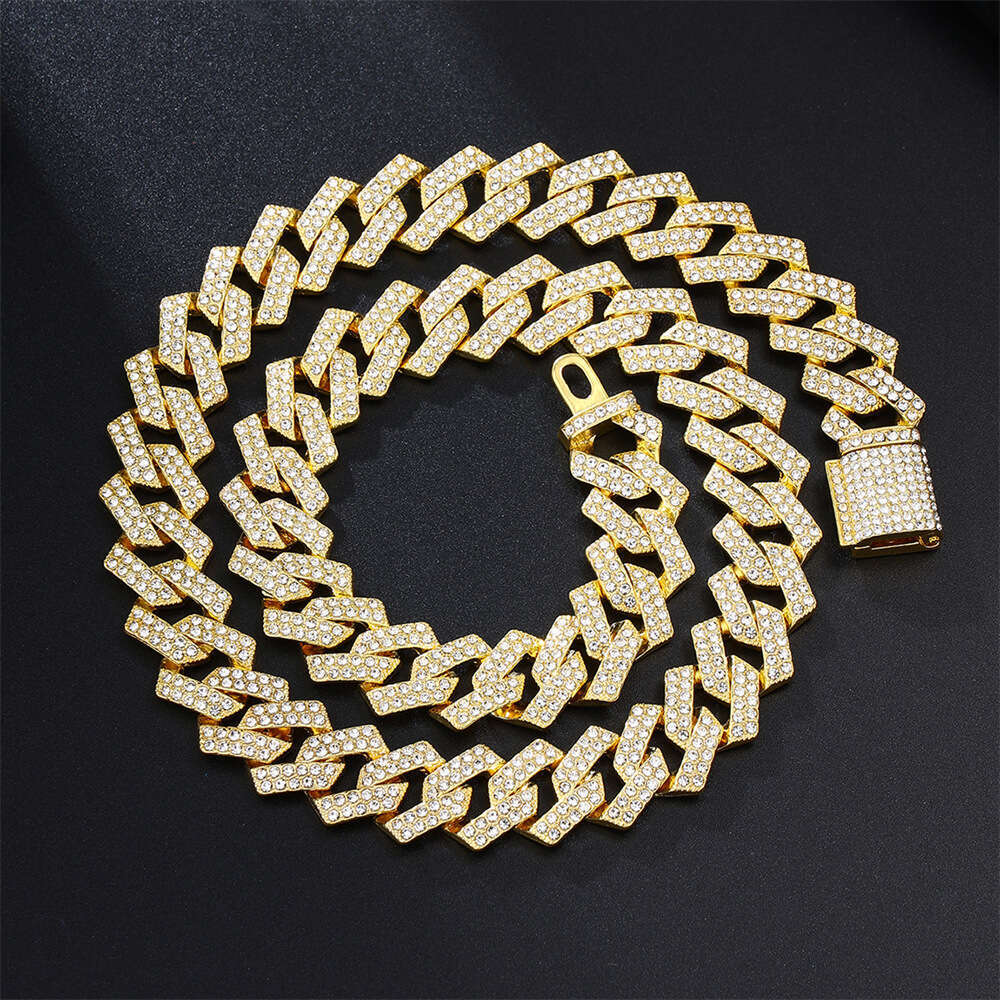 Cuban Chain 15mm Fashionable High-Quality Full-Diamond Necklace Hip-hop Jewelry Wholesale from Factory