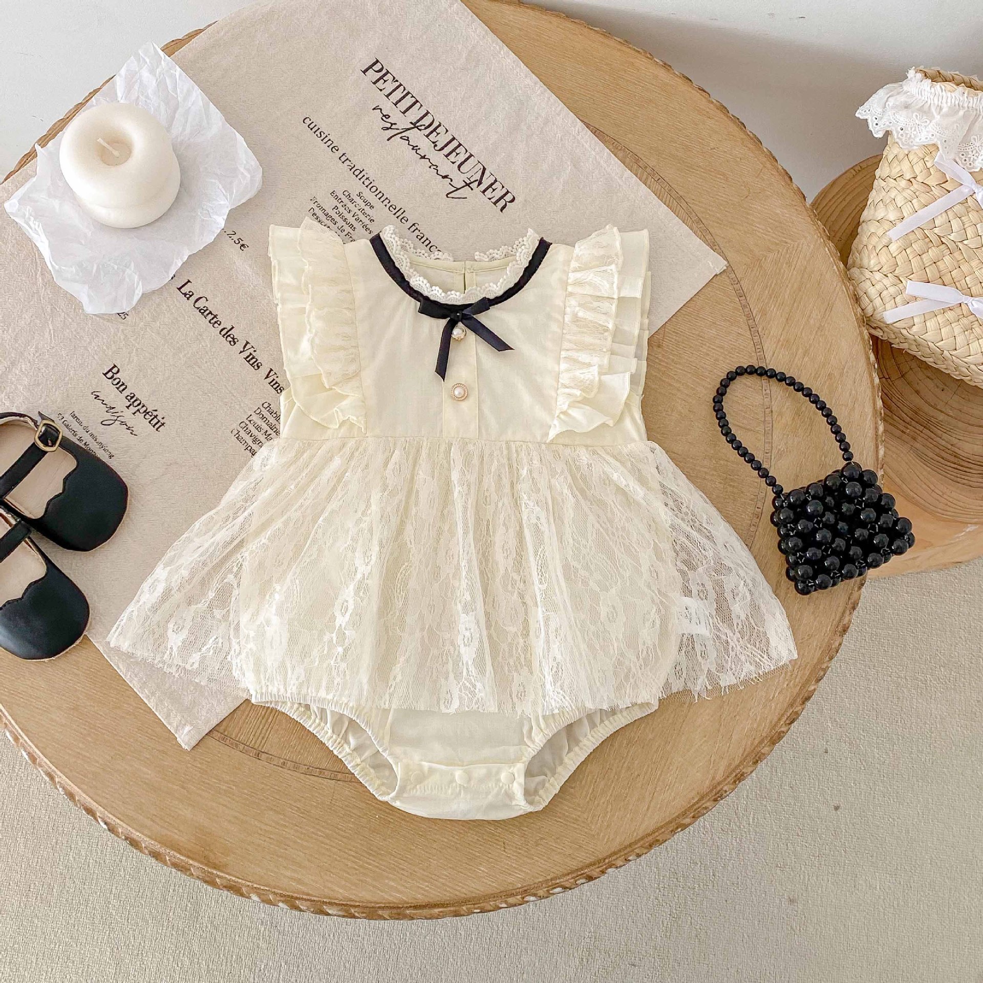 Summer newborn jumpsuit sweet short sleeved clothes full moon baby romper