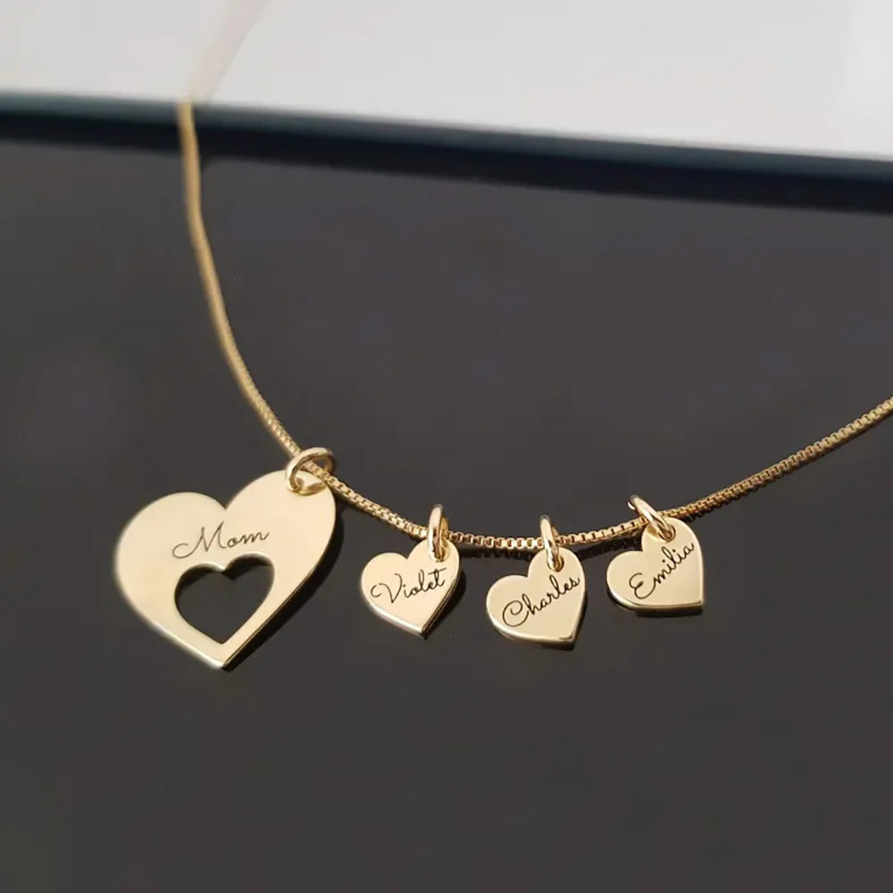 Personalized Name Hearts Necklace For Mom Engraved With Multiple s Names Customized Stainless Steel Jewelry Mothers Day Gift 260302