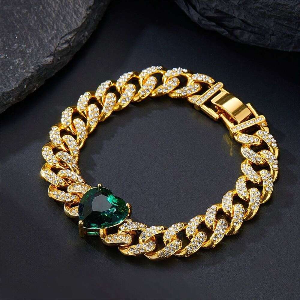Popular fashion high-end luxury versatile diamond-shaped Cuban chain high-quality zinc alloy necklace hip-hop bracelet for men and women