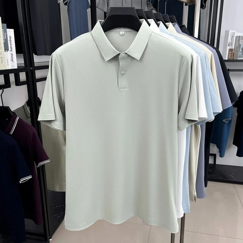 High-Quality Breathable and Moisture-Wicking Business Casual Polo Shirt for Men Summer Solid Color T-Shirt 260305