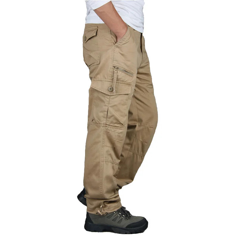 Spring Cargo Pants Man Cotton Reinforced Utility Military Outdoors Man Work Trousers Long Tactical Pants For Men Fashion Casual 260305