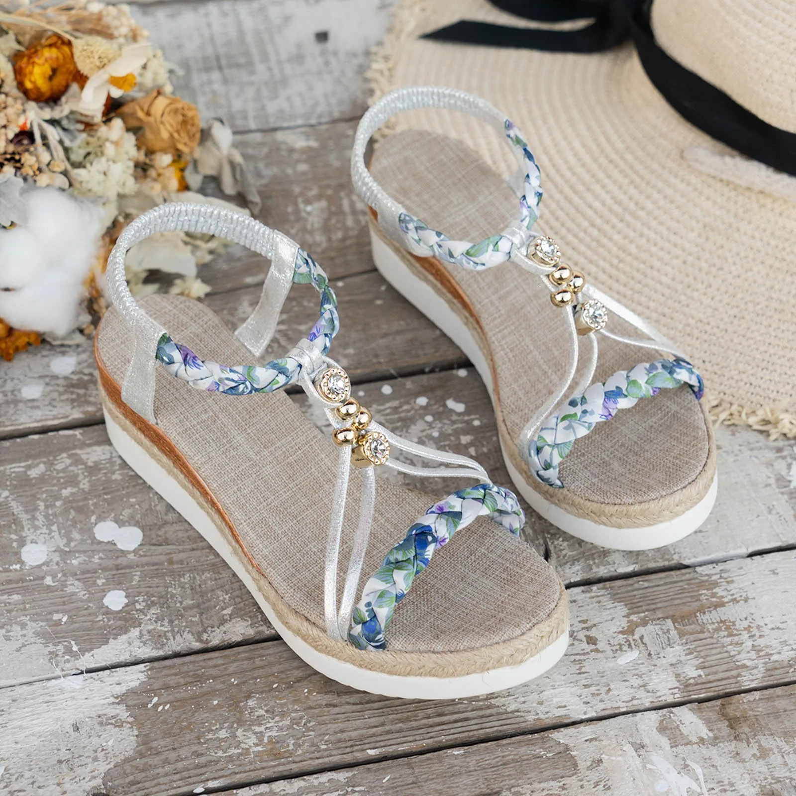 Spring And Summer Beach Sandals WomenS Fashion Wedge Heel Thick Sole Comfort Sandals For Women With Arch Support And Back Strap 260306