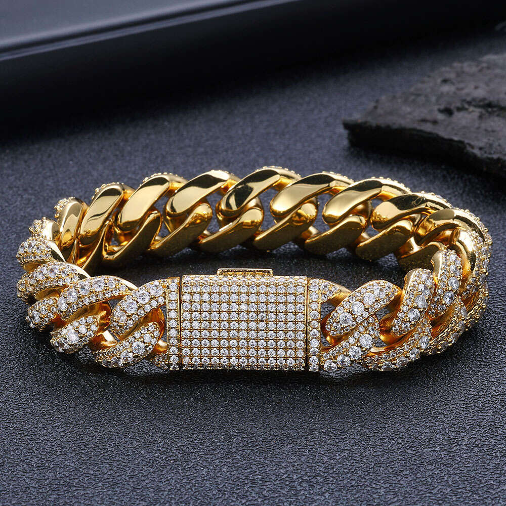 European and American cross-border hip-hop bubble Cuban chain zircon men's bracelet, high-quality full-diamond jewelry, trendy accessories wholes
