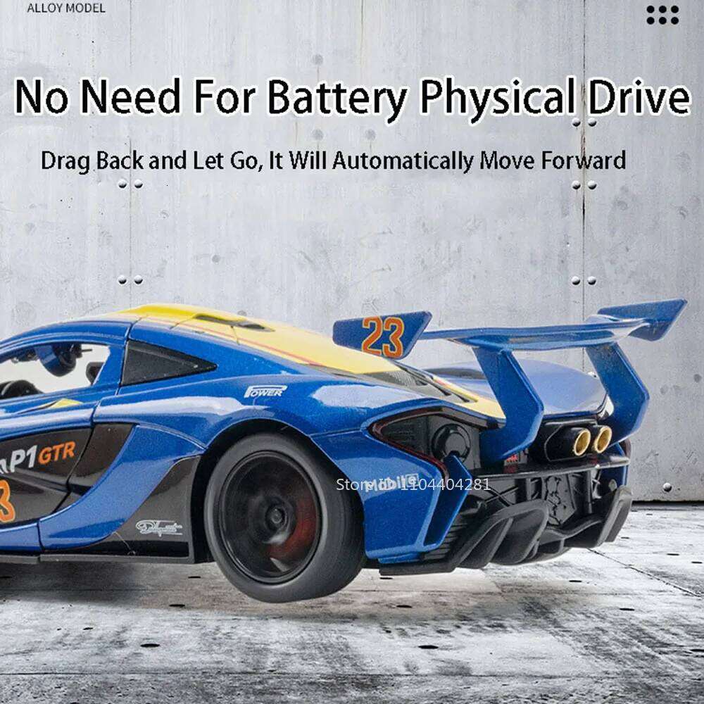 1:22 P1 GTR Model Toy Diecast Alloy Cars Doors Opened Front Wheel Steering Sound Light Pull Back Sports Car Kid Birthday Present Z260307