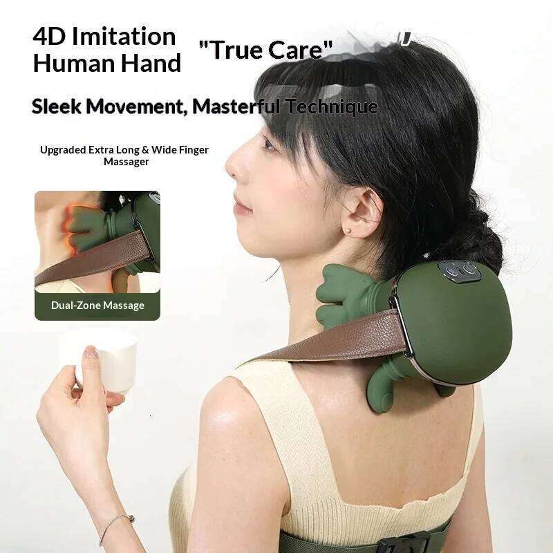 Portable Bionic Finger Neck Shoulder Massager Wireless Cervical Heated Trapezius Kneading Massage Shawl Brushless Motor Version 26Y0307