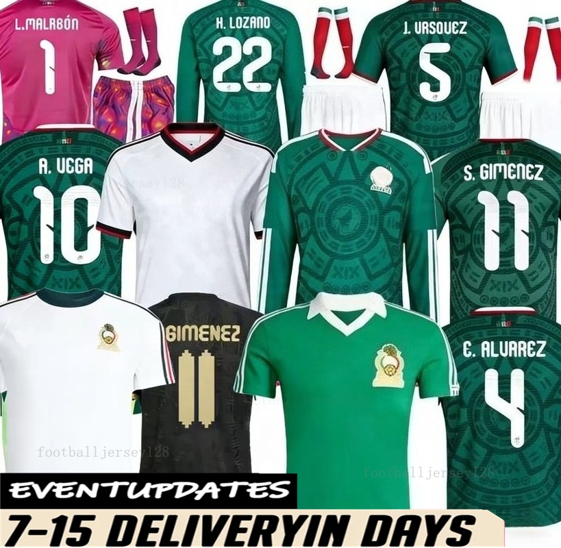 2025 2026 Mexico Gold Cup Soccer Jerseys CHICHARITO GIMENEZ H.LOZANO 25 26 HOME AWAY Maillot Football Shirt Mexique E. ALVAREZ A.VEGA RAUL Men Woman KidS KiT