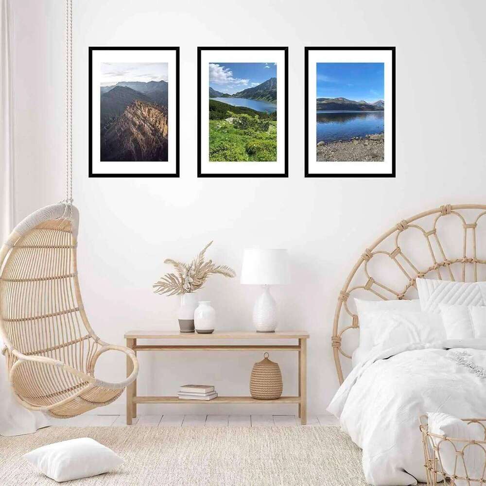 3 Pack Black Picture 22.375x34 with Mat for 20x30 Photos, Plexiglass Wall Hanging Poster Frame Set H260306