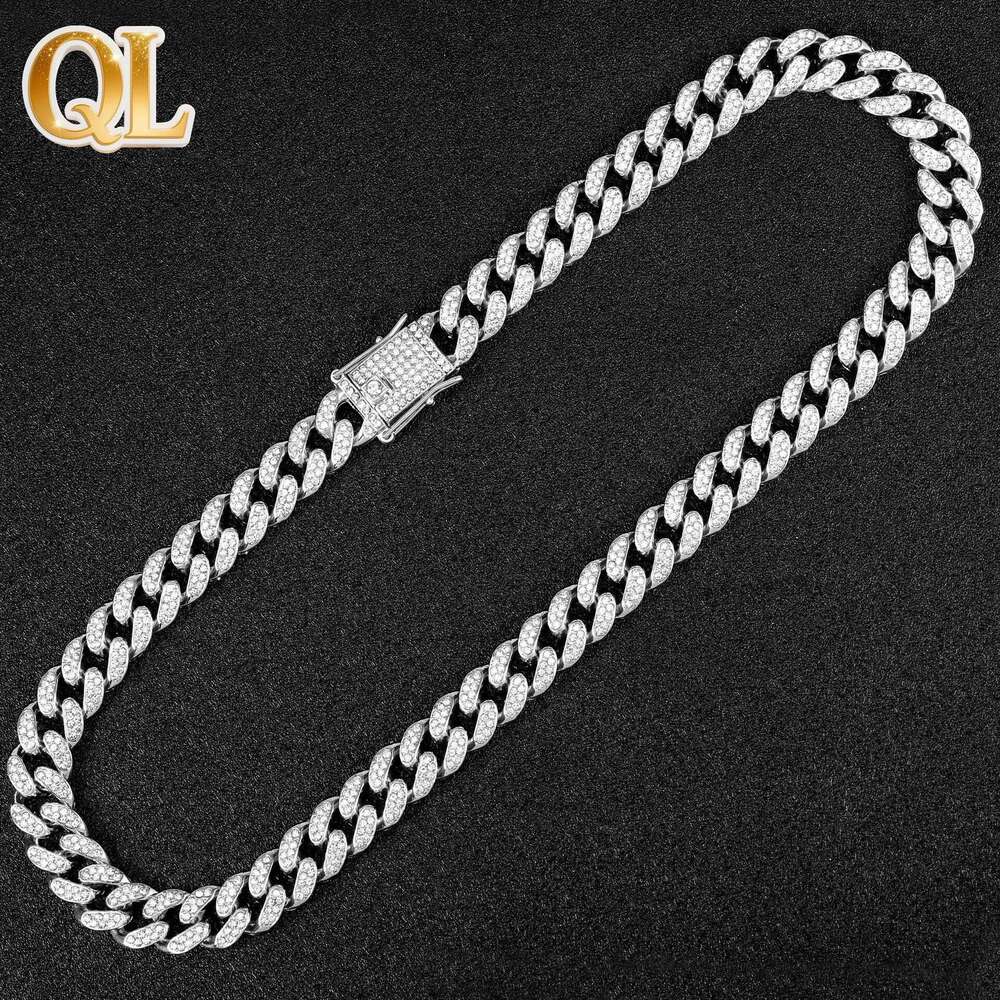 European and American Hip Hop 13MM High Quality Double Row Full Diamond Cuban Chain Bracelet Hiphop Men's Necklace