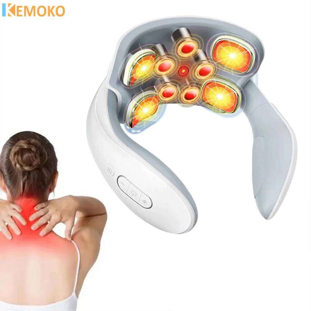 Electric Neck Massager EMS Pain Relief Pulse Cervical Acupressure Hot Compress Intelligent Massage Shoulder Relaxation Device 26Y0307