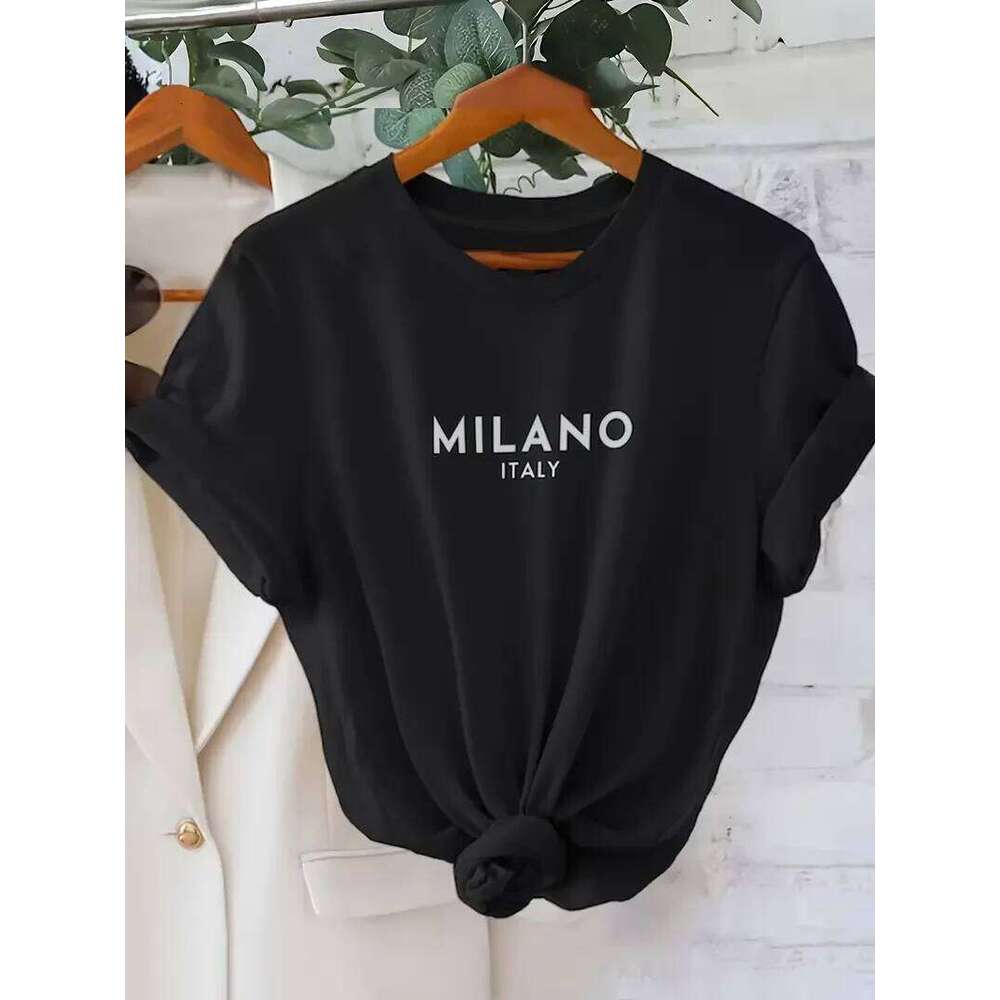 Fashion T Shirt Milano Letter Print T-shirt Casual Crew Neck Short Sleeve Top Tee Spring Summer Women's Clothing XJ260306