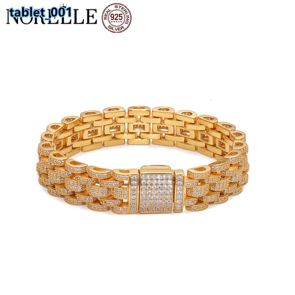 Factory Direct Mens Fine Jewelry Hip Hop Style Moissanite Cuban Chain Bracelet 925 Silver Gold Plated for Style Conscious