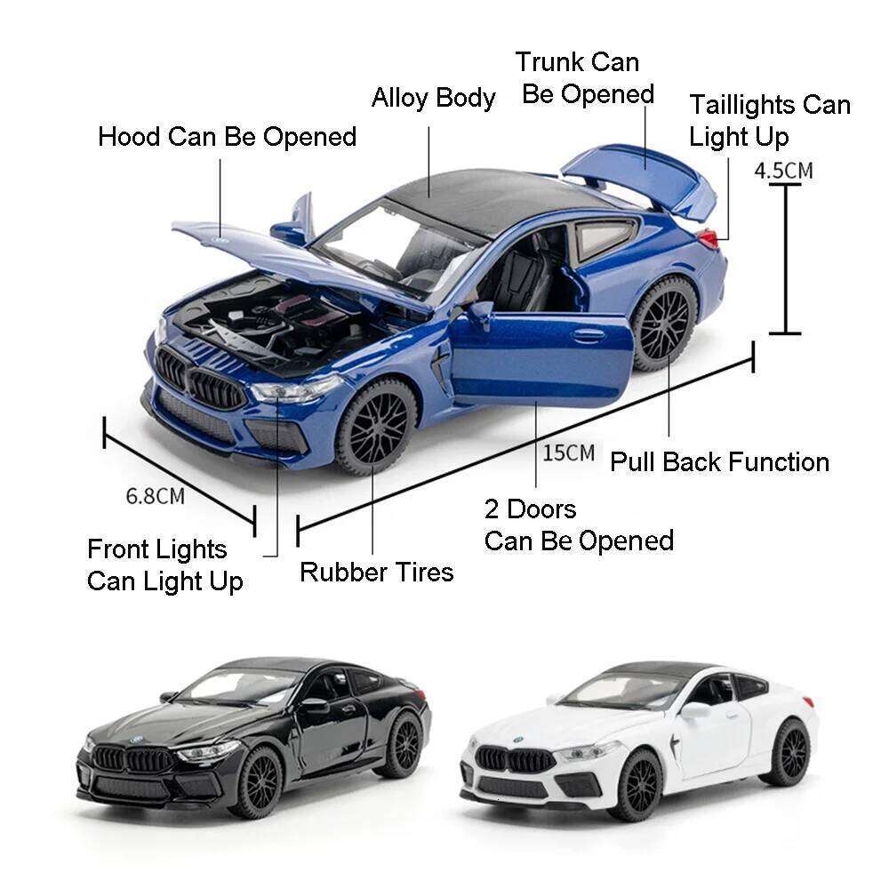 1:32 X5 M8 Alloy Models Toys Diecast Cars 6 Doors Opened with Sound Light Pull Back Rubber Tires Miniature Vehices Holiday Gifts Z260306