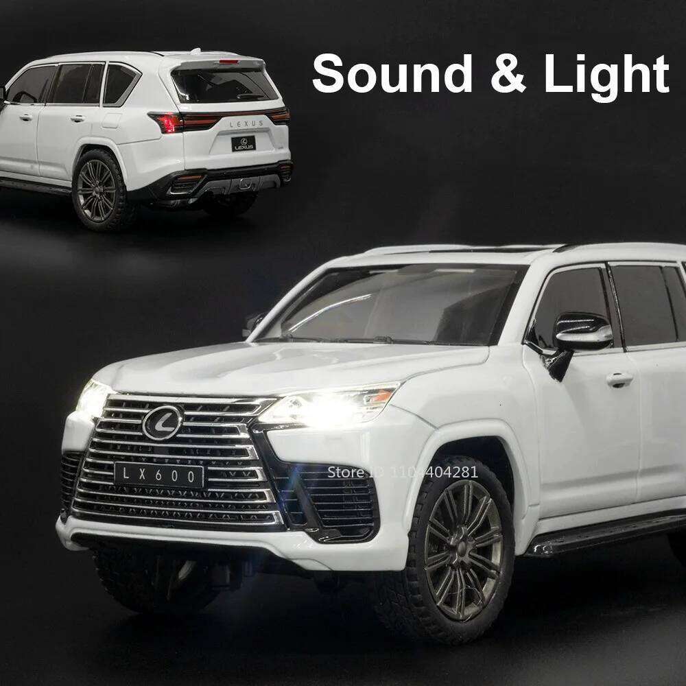 1:24 LX600 ES300H Models Alloy Diecast Toys Cars 6 Doors Opened Sound Light Pull Back Front Wheel Steering Vehices Kid's Present Z260306