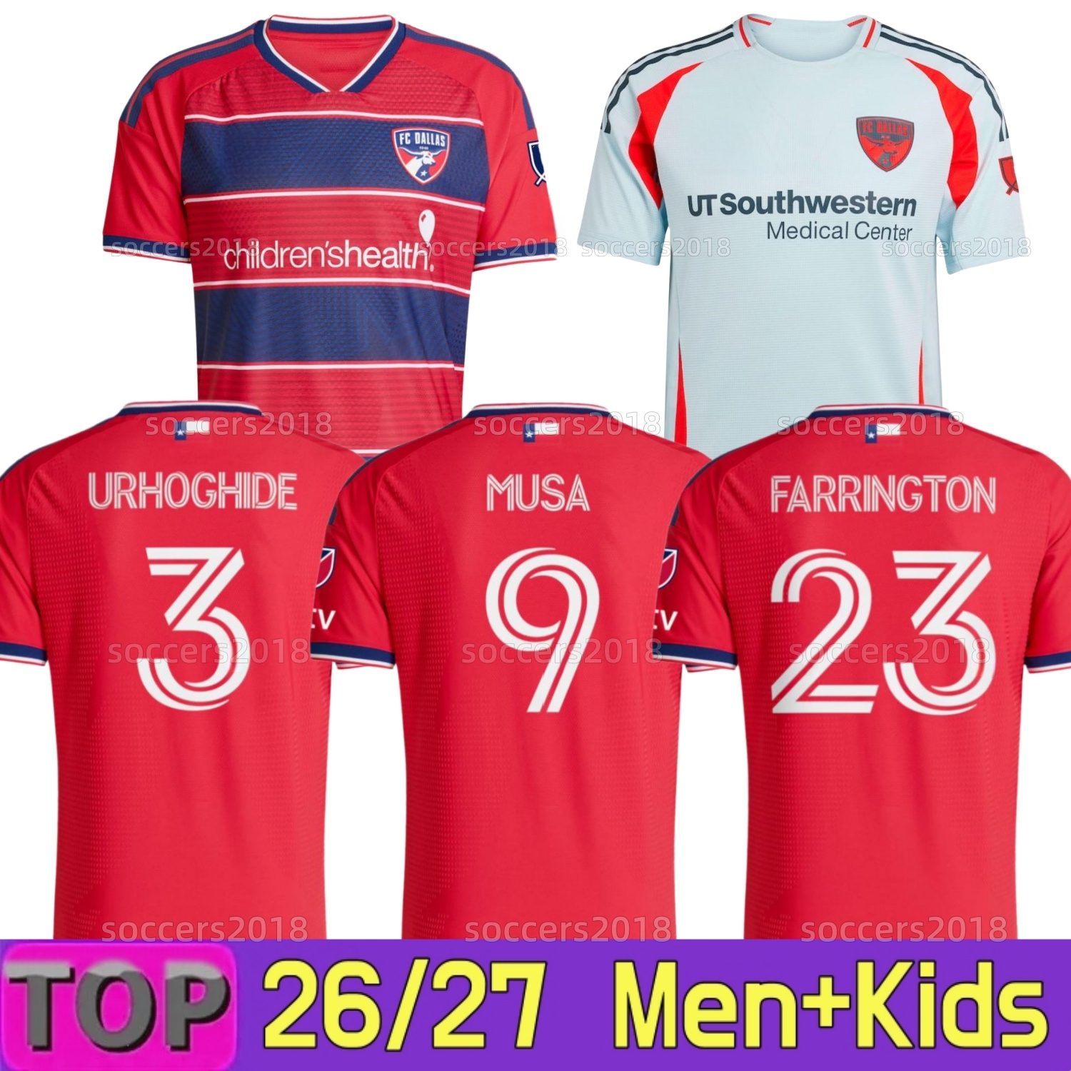 25 26 27 FC Dallas Soccer Jerseys ACOSTA MUSA FARFAN FARRINGTON URHOGHIDE 2025 2026 Football Shirts 2027 Home Away ACOSTA JULIO MOORE POMYKAL Delgado men kids kit