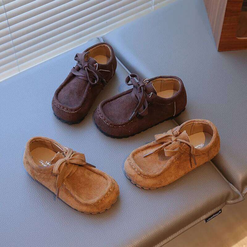 Children's 2-18 Years Old Khaki Boys Girls Casual Four Seasons Models Coffee Soft Non-slip Kids Leather Shoes H260207 H260305