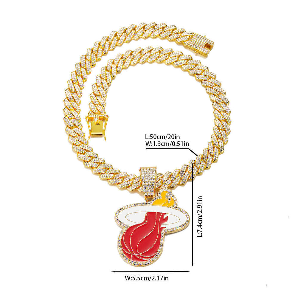 Amazon's new alloy basketball pendant necklace with full diamond inlay and oil drip design, high-quality hip-hop style, exclusively for cross-bor