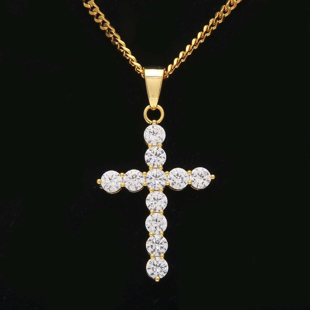 European and American high-quality men's accessories, micro-inlaid AAA zircon cross pendant, hip-hop Cuban chain wholesale